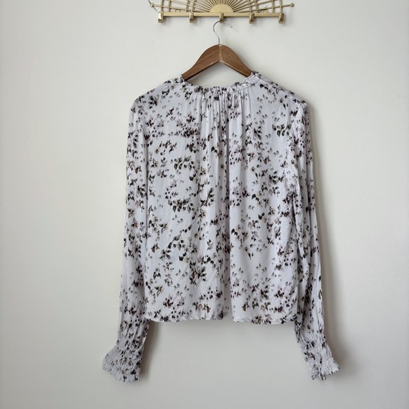 Bella Dahl Shirred Blouse Small Long Sleeve Painted Floral - Picture 5 of 10